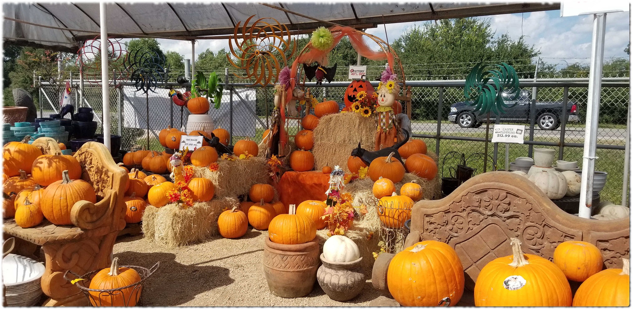 Fall Decor With Hay Bales, Pumpkins & Many More 