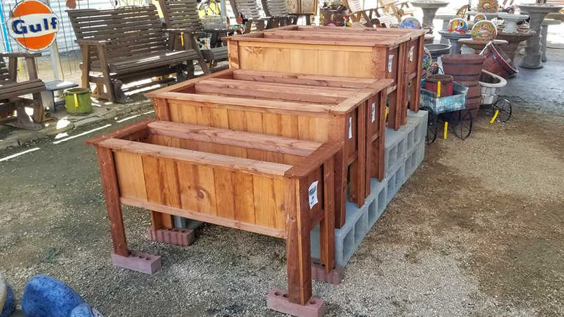Wooden planters for flowerbeds and vegetables!